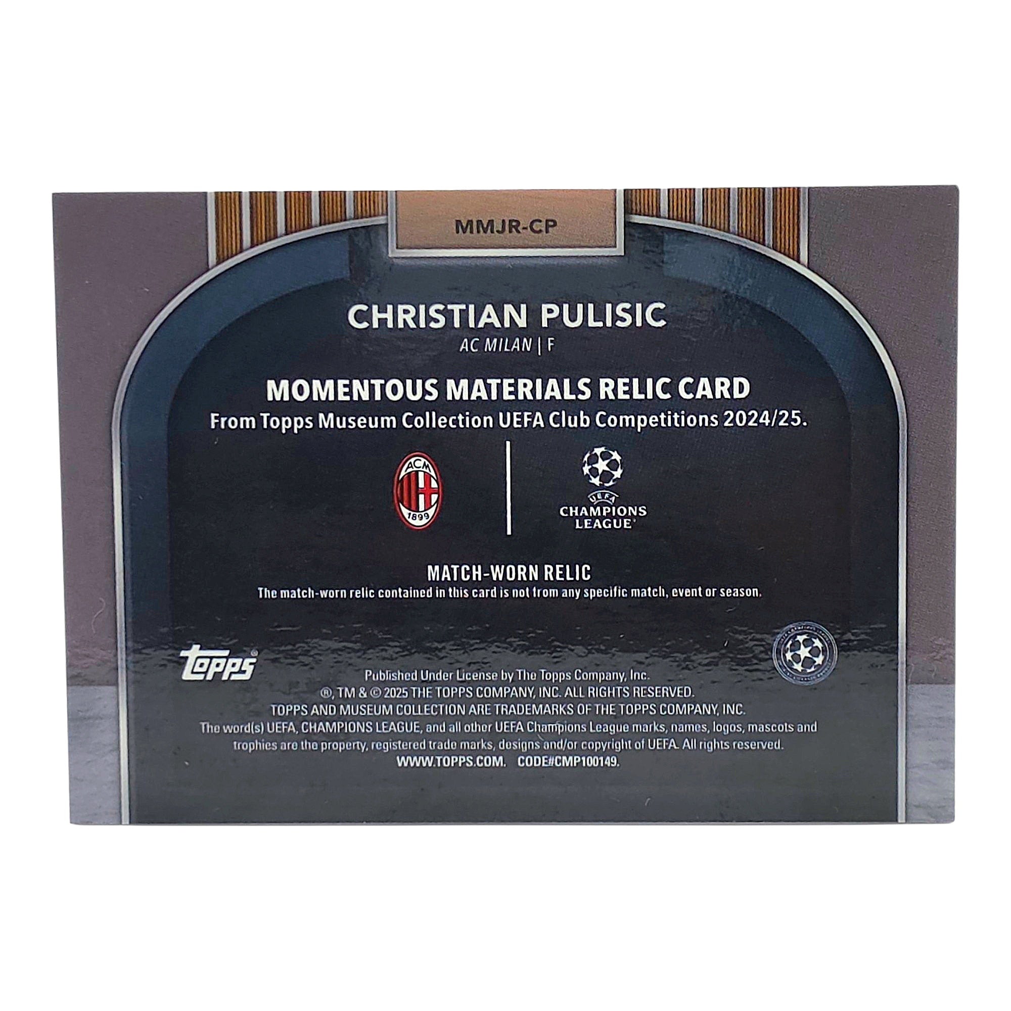Christian Pulisic AC Milan – Topps Museum Collection 24/25 – Momentous Materials Patch Card /75