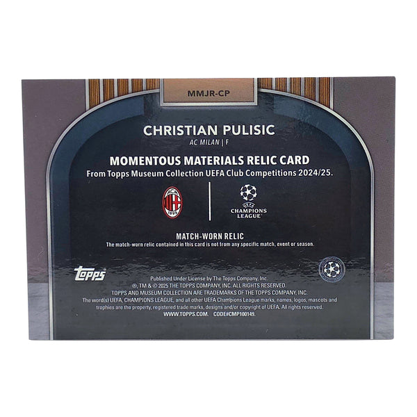 Christian Pulisic AC Milan – Topps Museum Collection 24/25 – Momentous Materials Patch Card /75