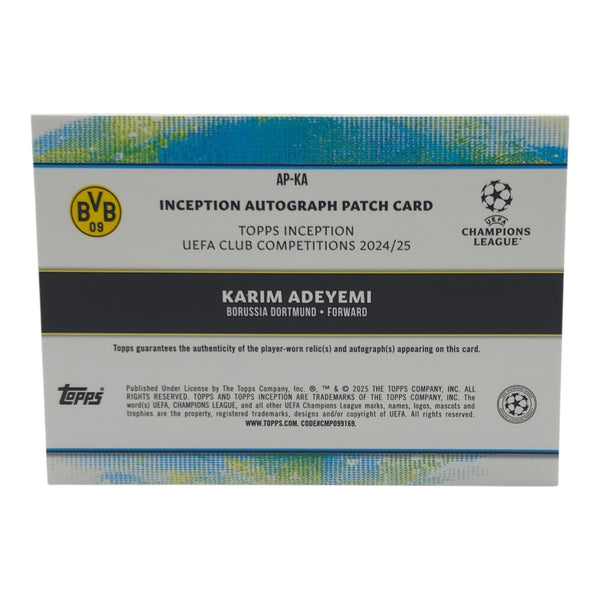 Topps Inception 24/25 Karim Adeyemi Auto Patch Relic /25 BVB