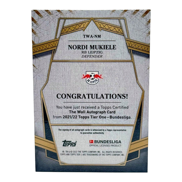 Nordi Mukiele  Auto /25 – Topps Tier One Bundesliga – RB Leipzig