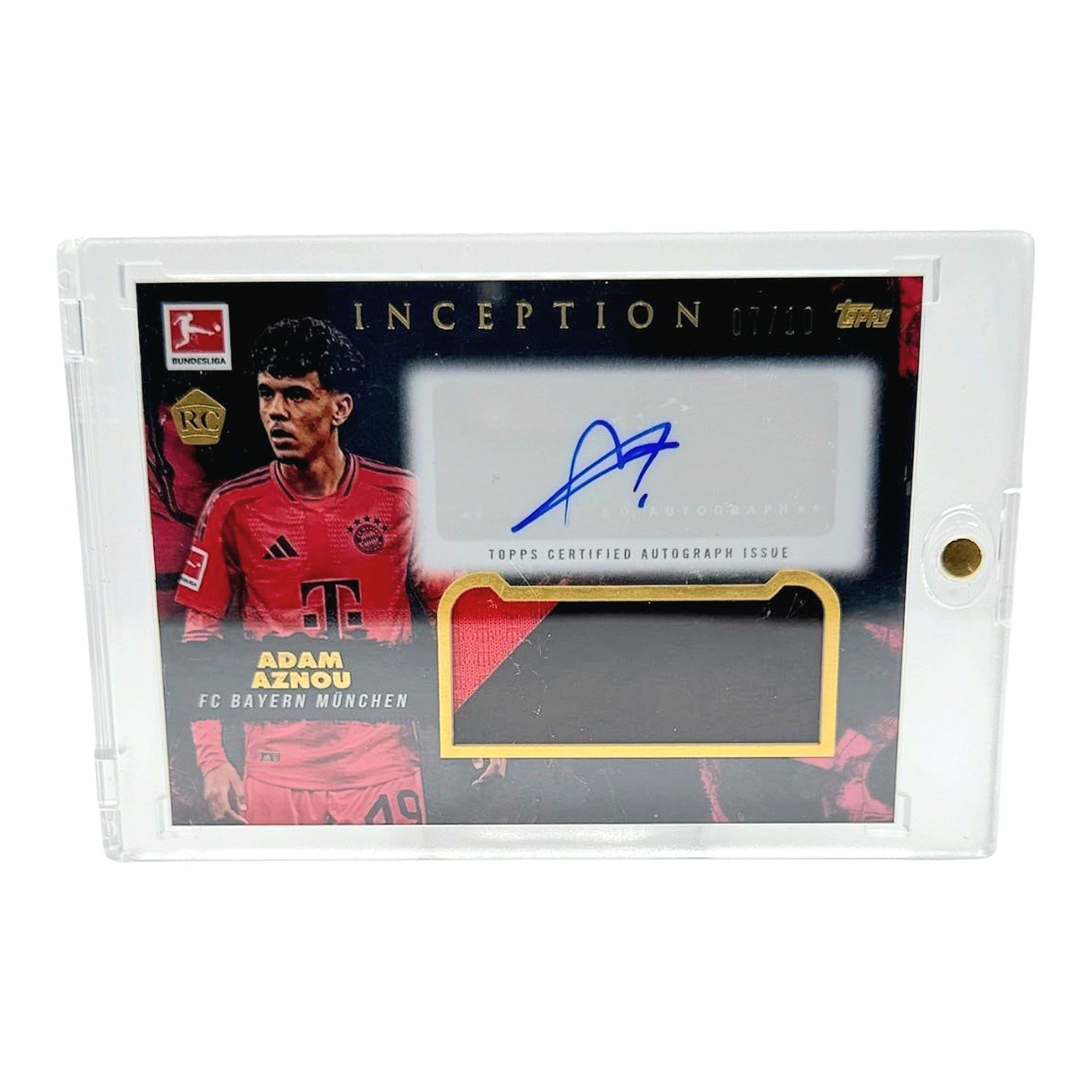 Adam Aznou Topps Inception Patch/Auto Trading Rookie Card /10 Fc Bayern Matchworn Relic