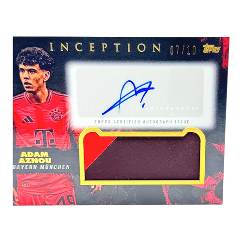 Adam Aznou Topps Inception Patch/Auto Trading Rookie Card /10 Fc Bayern Matchworn Relic