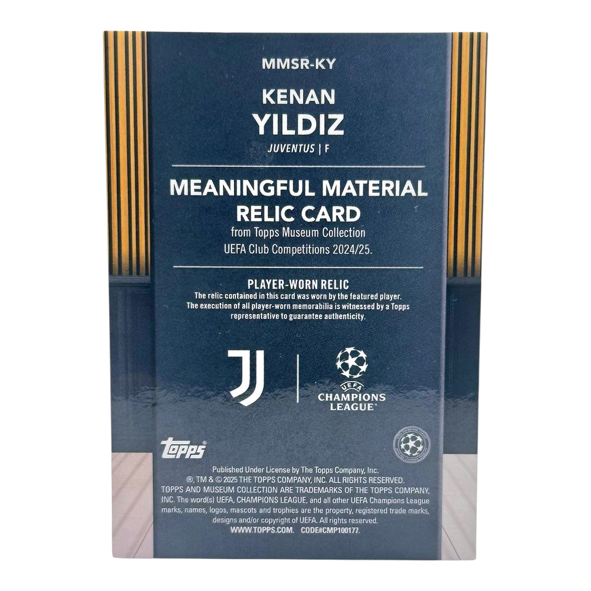 Kenan Yildiz - Meaningful Materials UCL - Patch Card Limitiert 50/50 Last Print - Juventus Turin