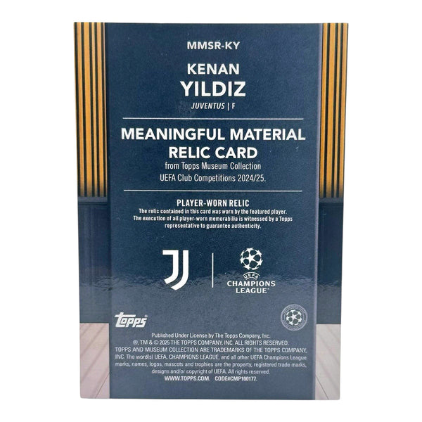 Kenan Yildiz - Meaningful Materials UCL - Patch Card Limitiert 50/50 Last Print - Juventus Turin