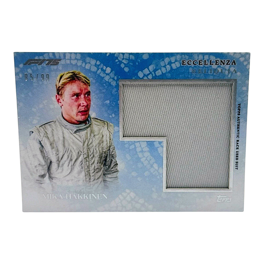 Mika Häkkinen Topps Eccellenza Formel 1 Memorabilia Patch Karte 85/99 limitiert
