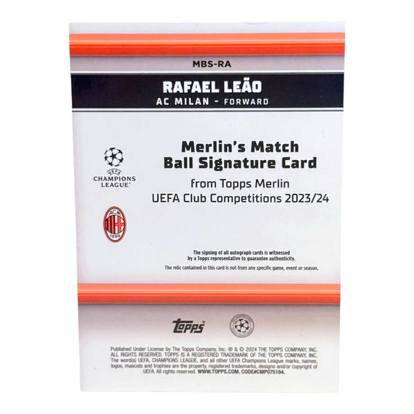 Rafael Leão - Merlin´s Match Ball Signature Card UCL - Auto & Patch Card – AC Mailand