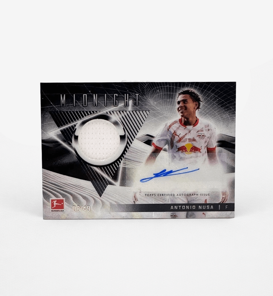 Antonio Nusa – On - Card Autogramm & Jersey Patch 08/49 limitiert Topps Midnight - Ones
