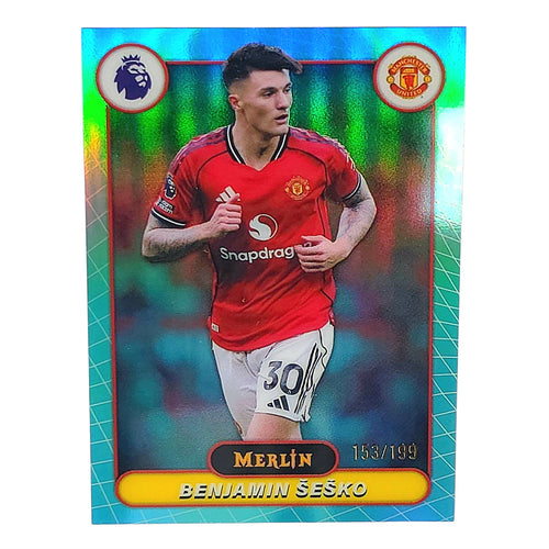 Benjamin Šeško Aqua Refractor /199 Topps Merlin 2026 Vorderseite