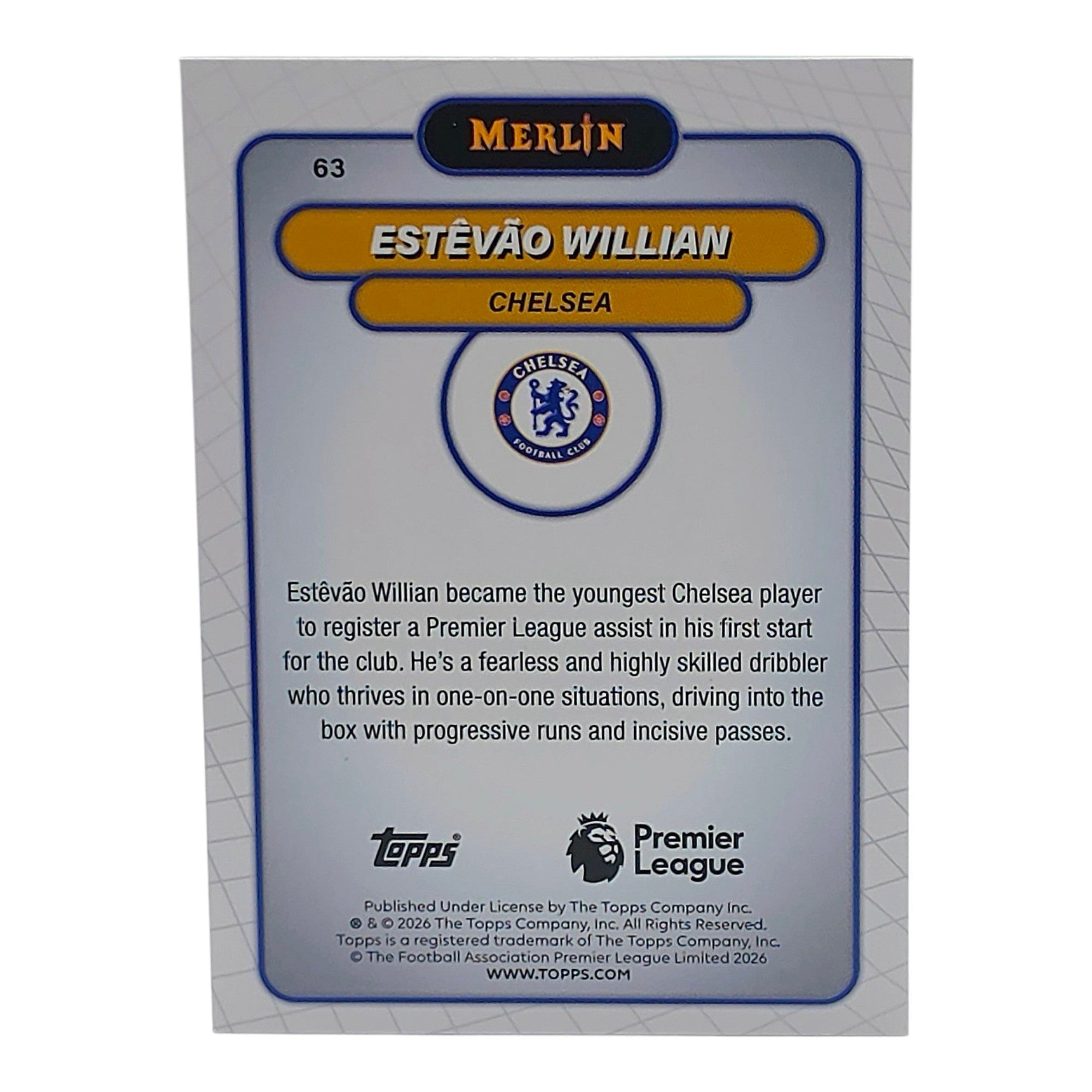 Estêvão Willian FC Chelsea RC – Topps Merlin Premier League 2026 Rookie Card - Ones