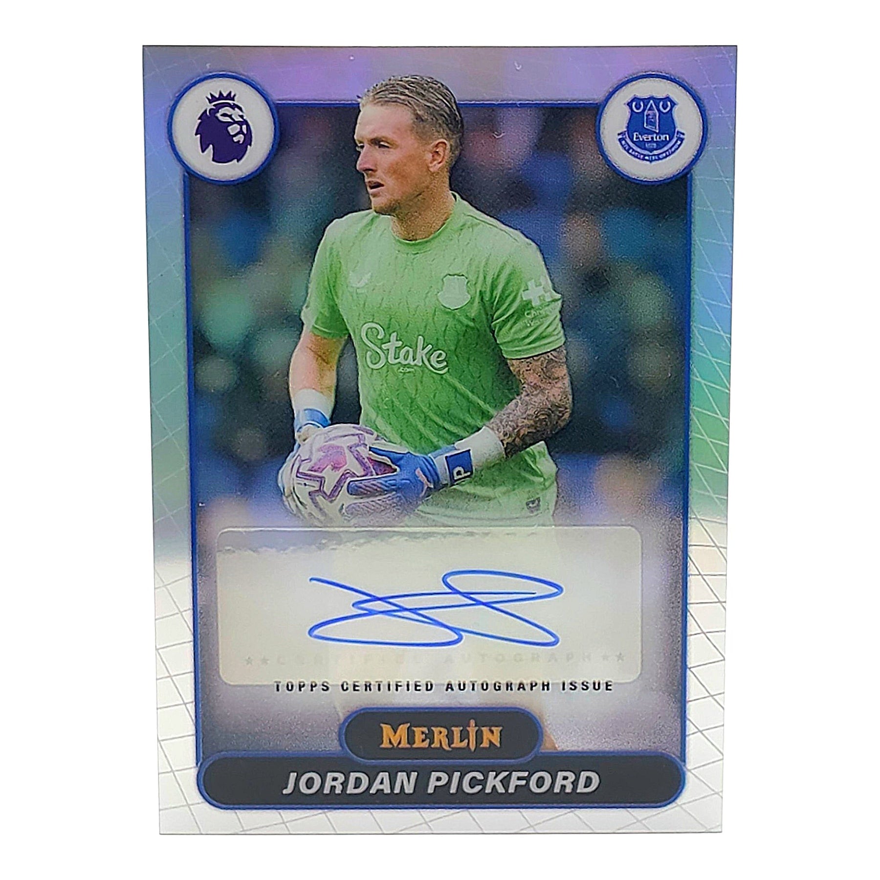 Jordan Pickford Autograph Card Topps Merlin 2026 Everton FC Vorderseite