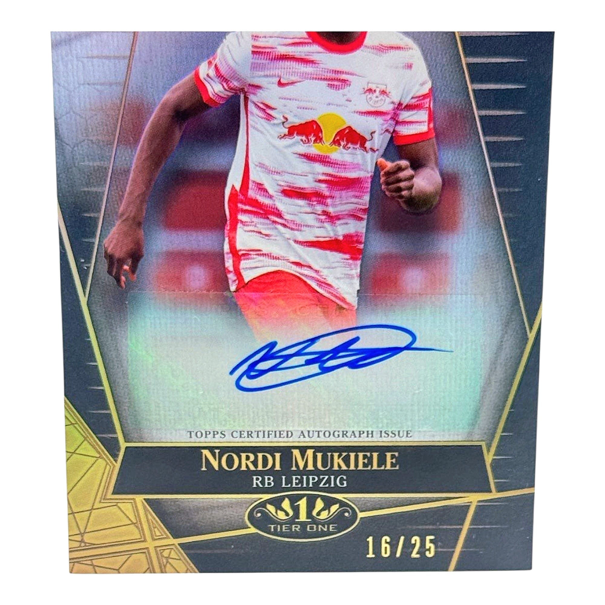 Nordi Mukiele Auto /25 Topps Tier One Bundesliga mit Original Unterschrift RB Leipzig