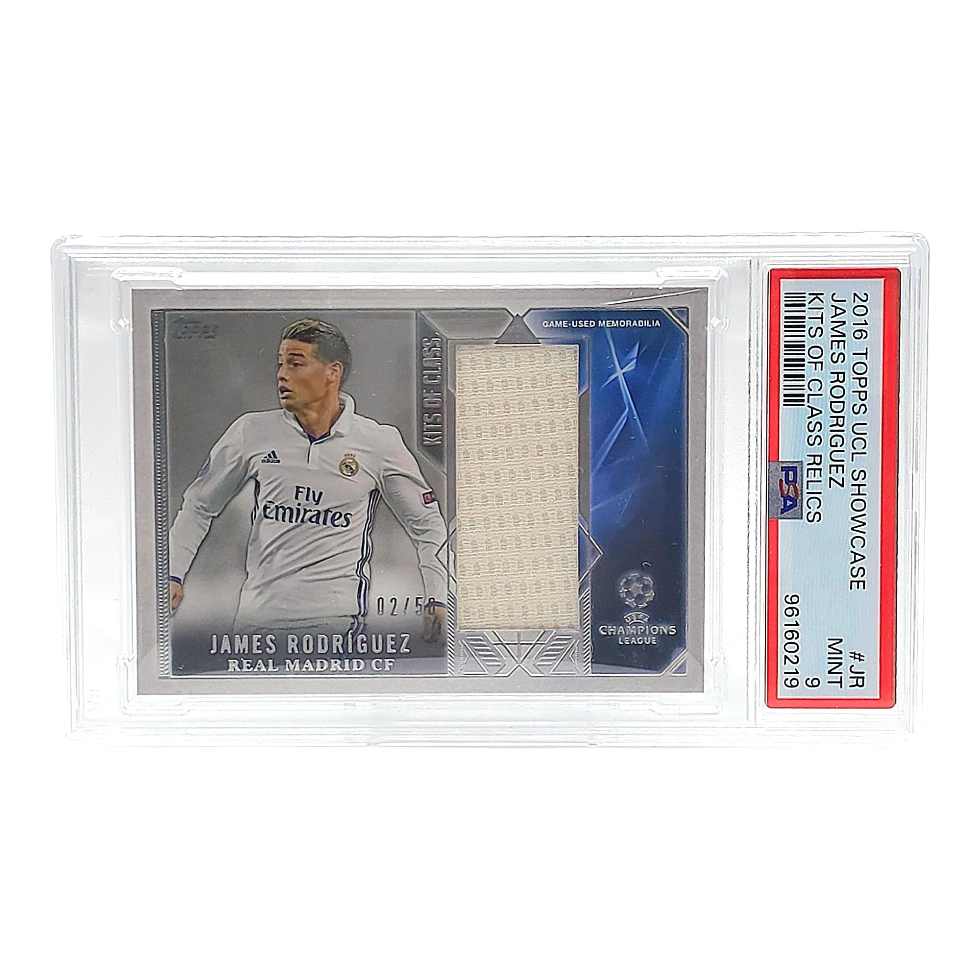 James Rodriguez Real Madrid  2016 Topps UCL Showcase Kits of Class Patch Relic /50 PSA 9