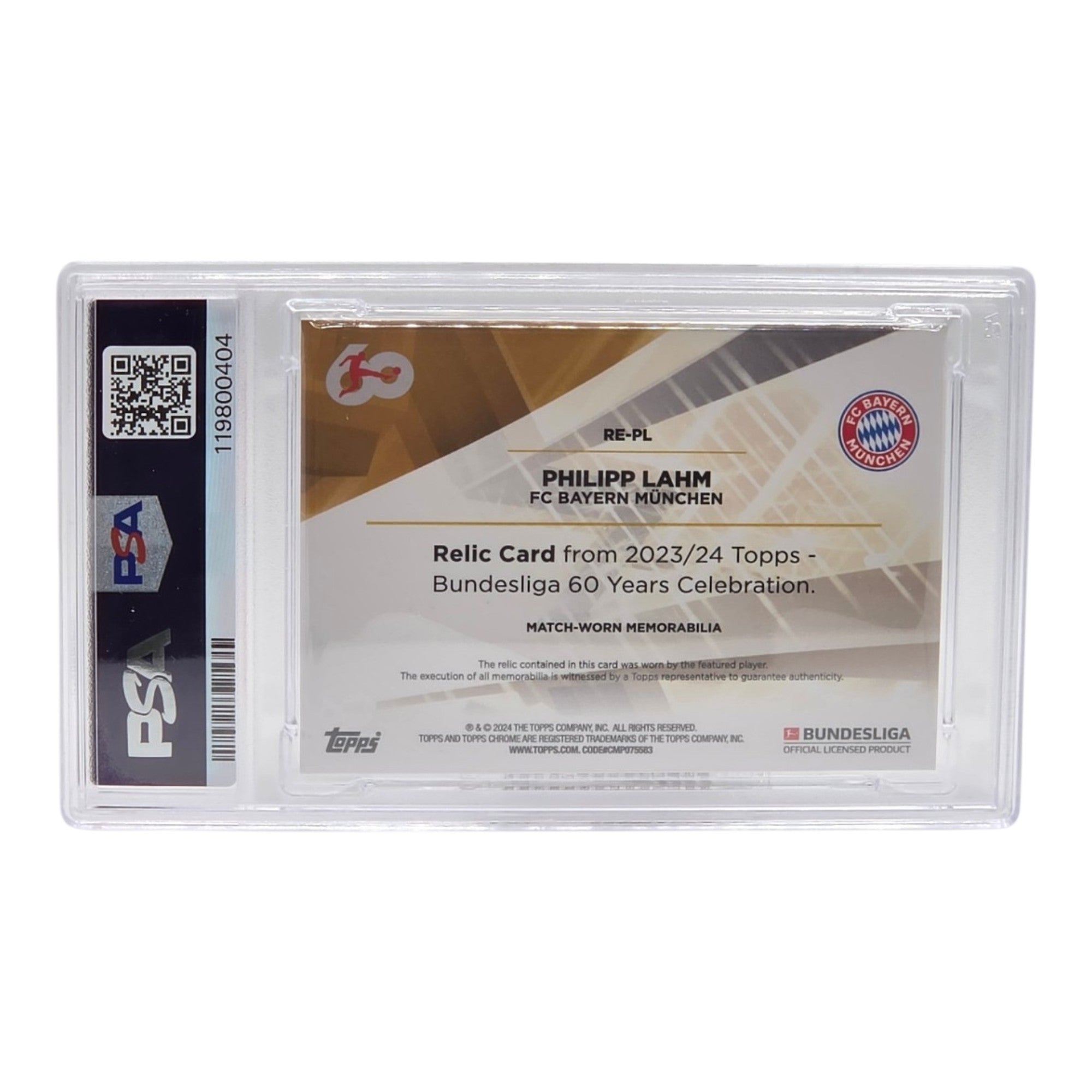 Philipp Lahm - Topps Bundesliga 60 Years Celebration - Relic Karte PSA 10 –  FC Bayern München