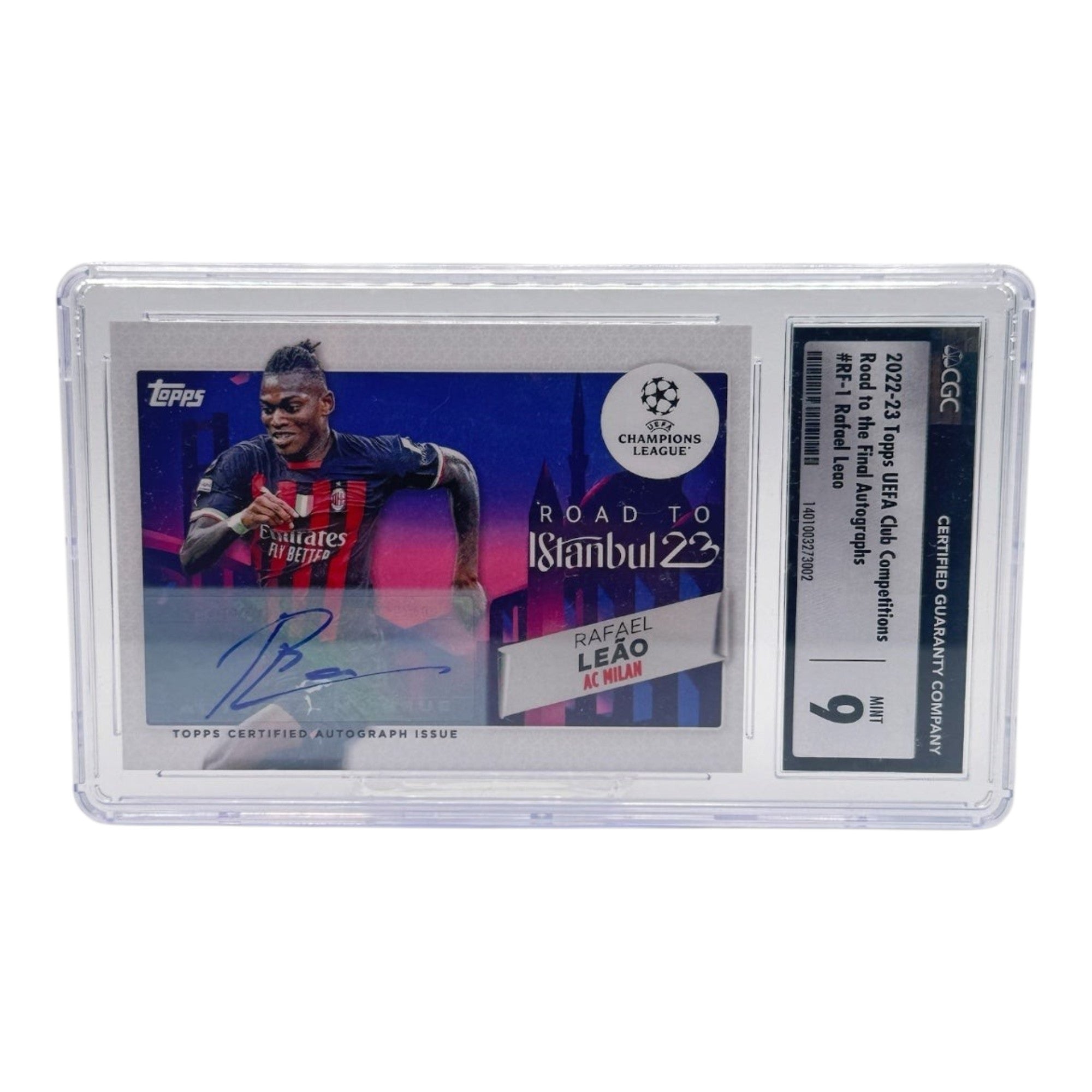 Rafael Leão - Topps UCL Road to Istanbul 23 - Autogramm 02/100 limitiert CGC Mint 9 / Auto 10  – AC Mailand