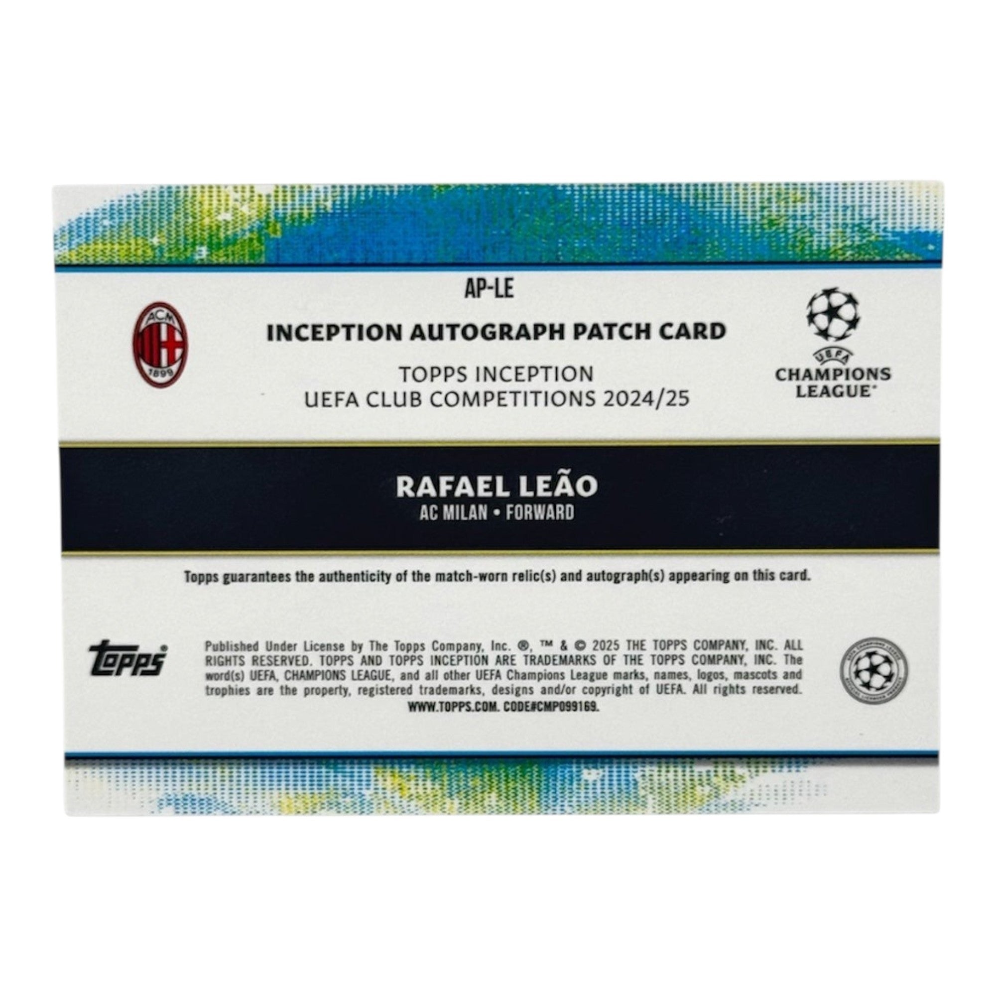 Topps Inception Rafael Leao Patch/ Auto 2/5 limitiert  Ac Mailand