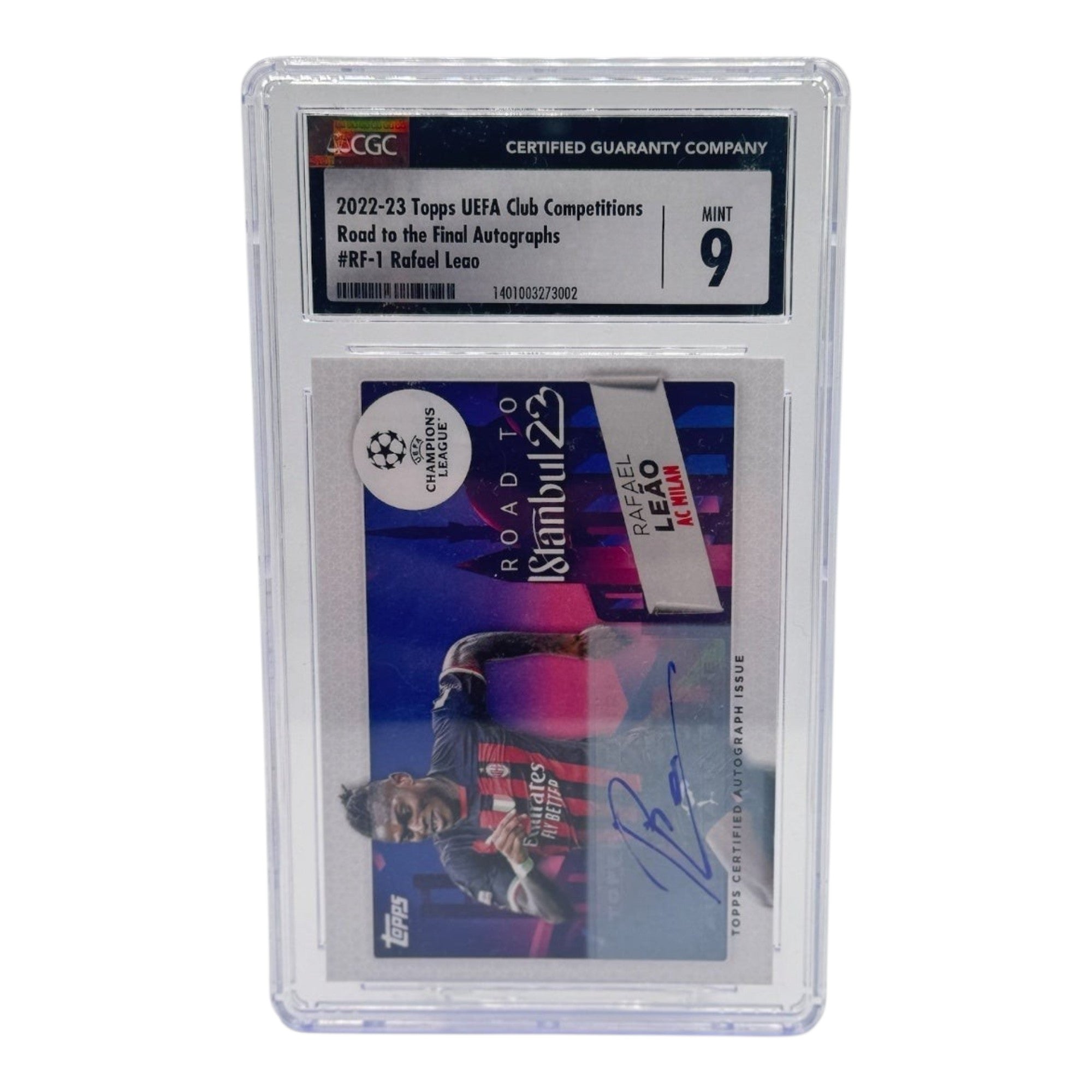 Rafael Leão - Topps UCL Road to Istanbul 23 - Autogramm 02/100 limitiert CGC Mint 9 / Auto 10  – AC Mailand