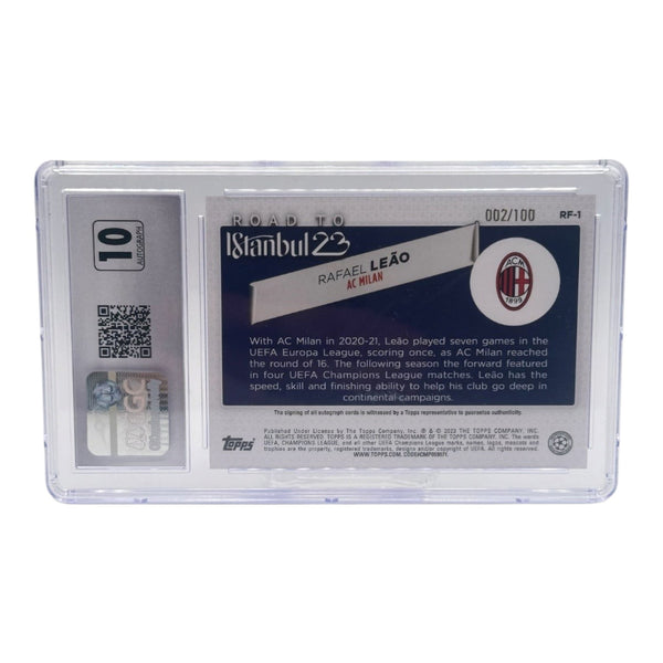 Rafael Leão - Topps UCL Road to Istanbul 23 - Autogramm 02/100 limitiert CGC Mint 9 / Auto 10  – AC Mailand