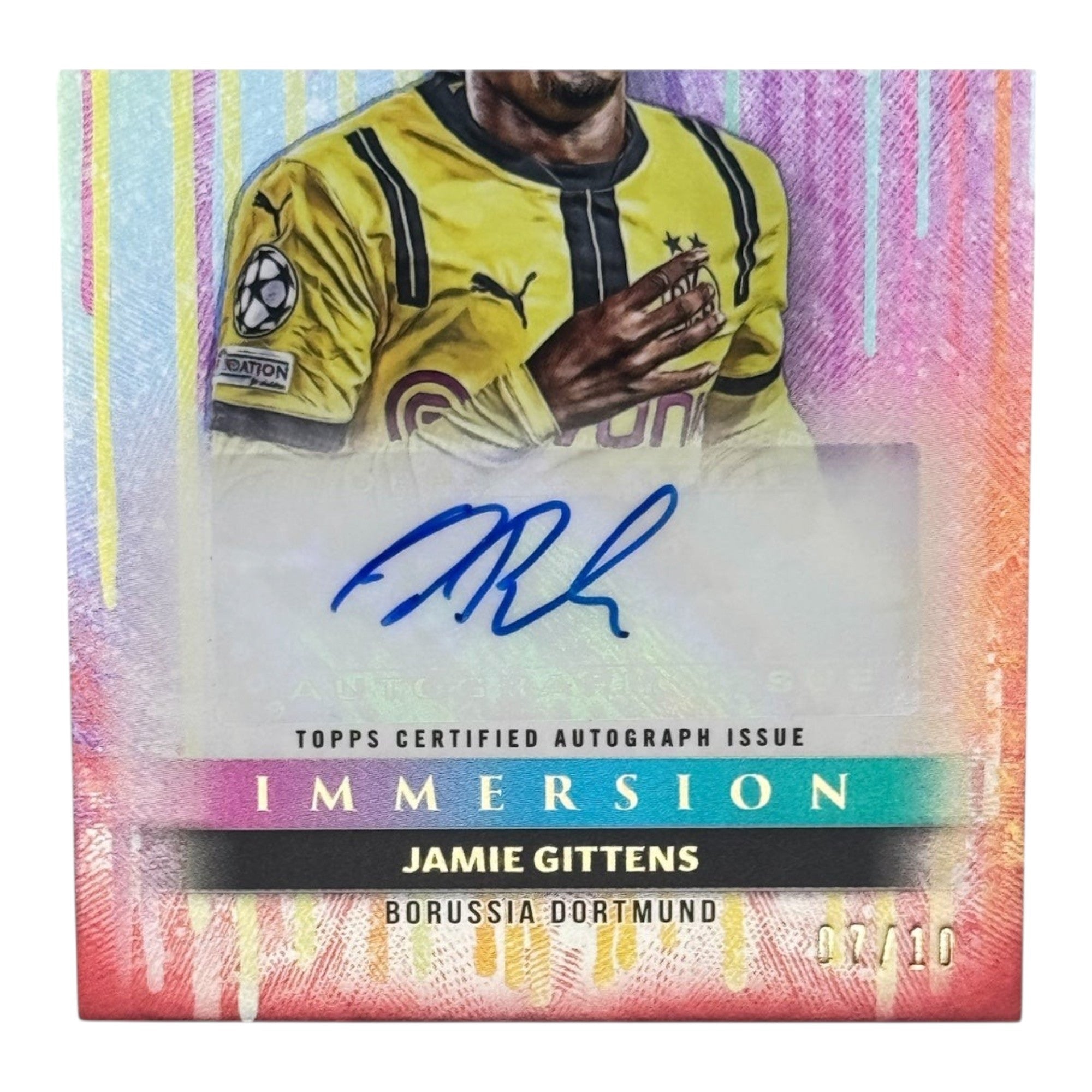 Detailansicht des On-Card Autogramms von Jamie Gittens auf der Topps Inception Sammelkarte