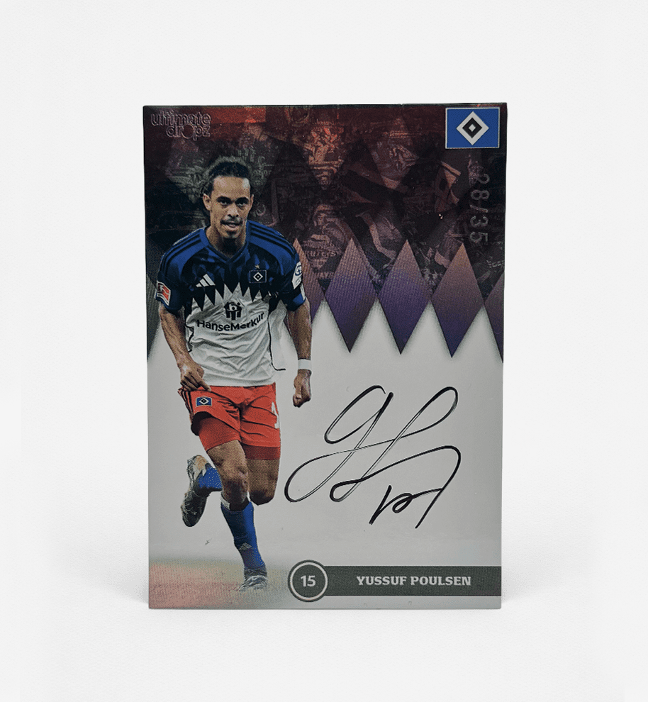 Yussuf Poulsen Autogramm Trading Card | Ultimate Dropz HSV | Limitiert 28/35 - Ones